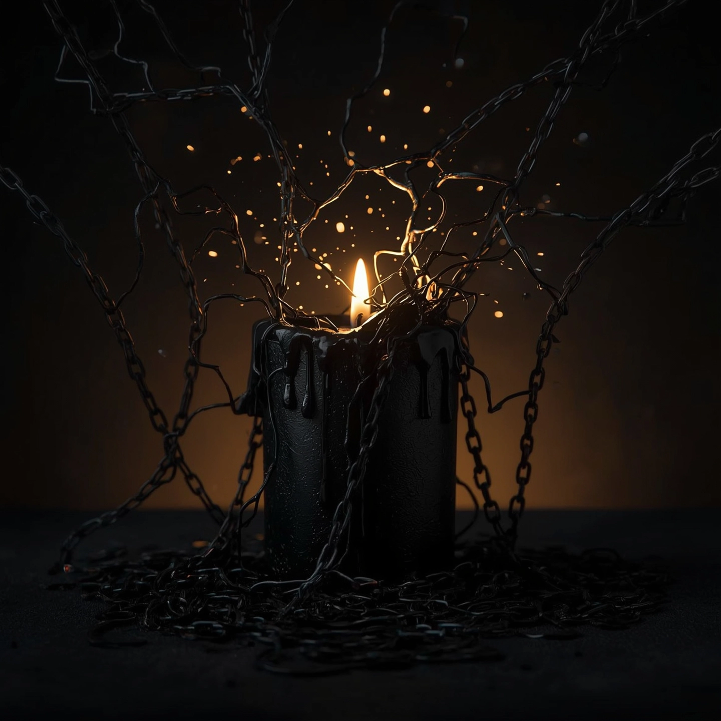 “Imagen del Ritual Rompe Hechizos rompiendo cadenas energéticas oscuras con luz dorada, estética esotérica premium.”