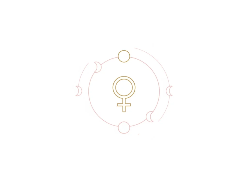 Ilustración de Venus con fases lunares alrededor.