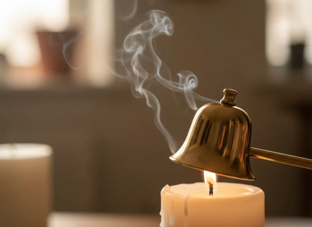 Apagar una vela ritual con apagavelas, sin soplar