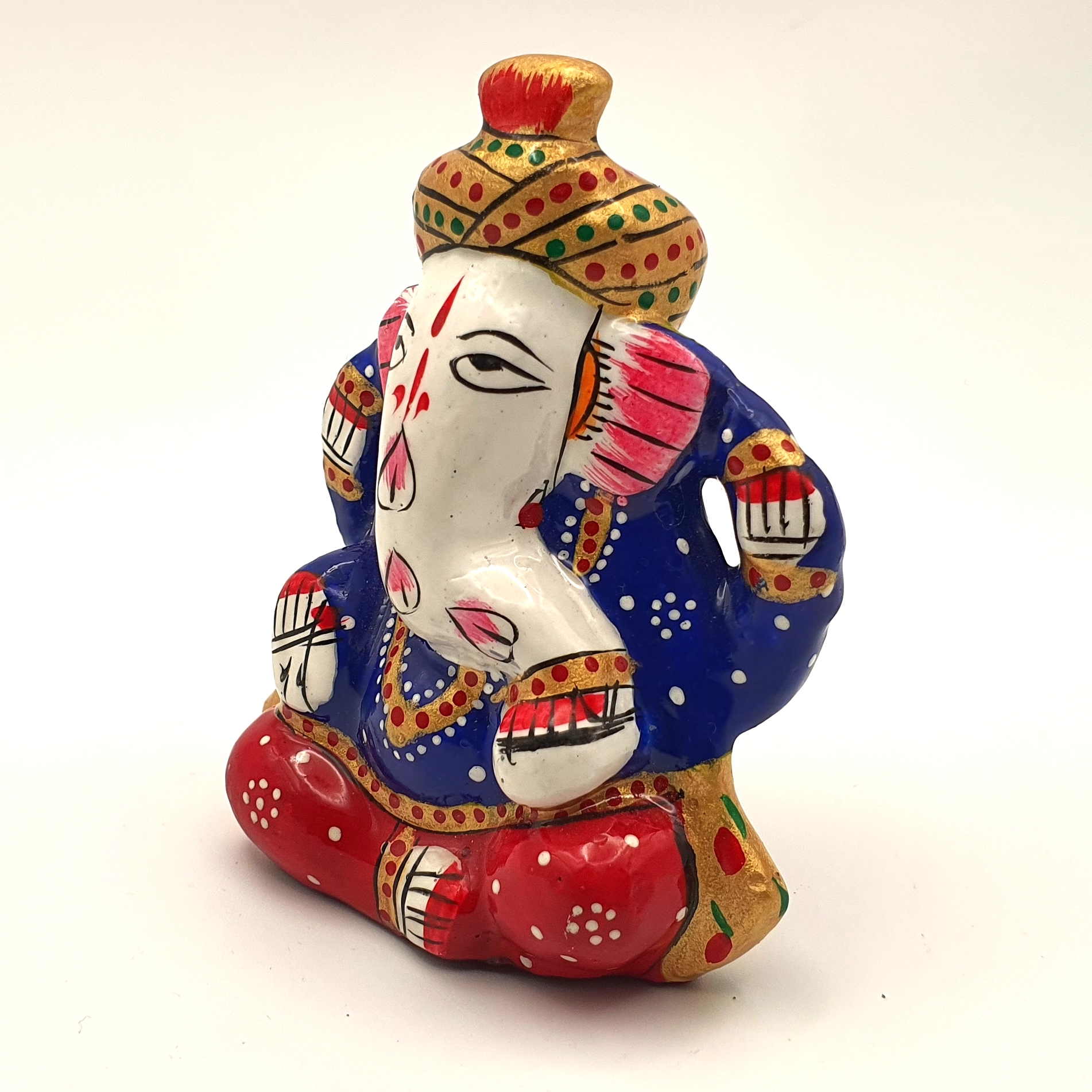 Figura Ganesha de 3 Metales con Turbante – Energía Sagrada Importada de la India (Formato Compacto) - Imagen 2