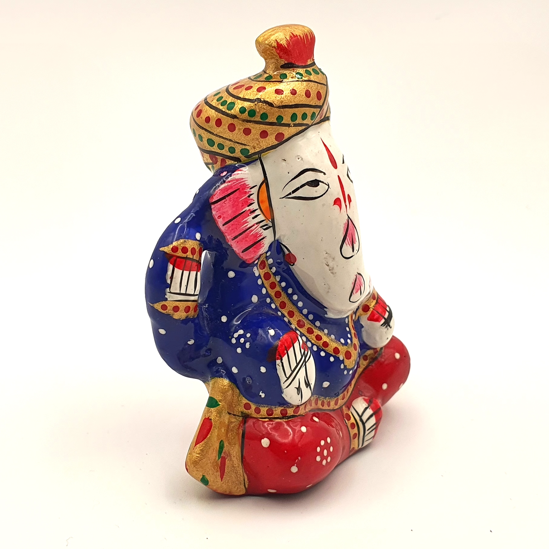 Figura Ganesha de 3 Metales con Turbante – Energía Sagrada Importada de la India (Formato Compacto) - Imagen 3