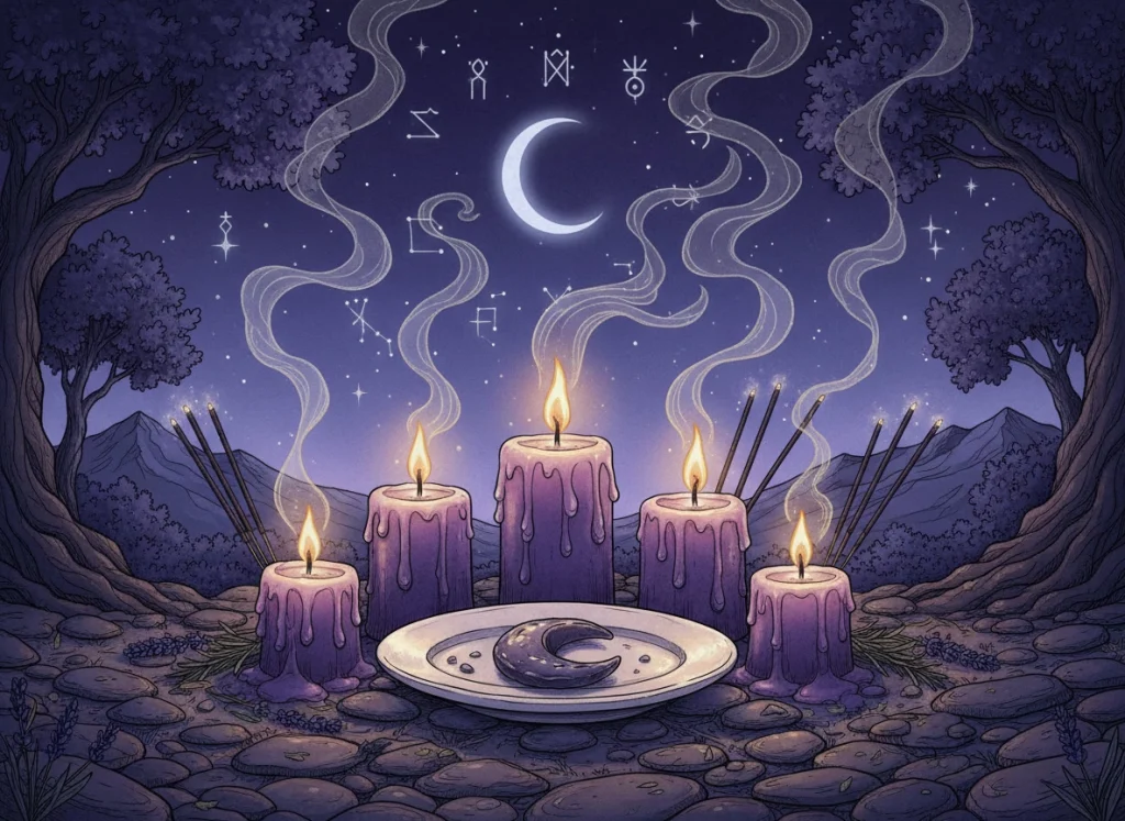 Ritual con vela morada en luna nueva para peticiones