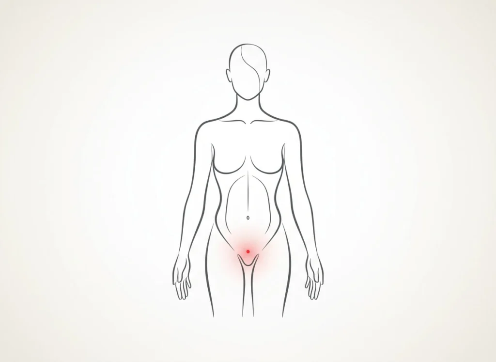 Silueta con un punto luminoso en la base de la columna indicando la ubicación del chakra raíz