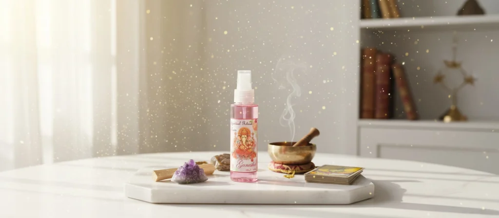 Imagen de Agua de Ganesha – ambiente armonizado para prosperidad y foco, estilo esotérico profesional.